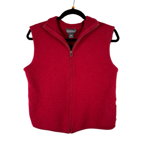 WOOLRICH Womens Size XL Full Zip Up Ruby 100% Wool Vest - Picture 1 of 12
